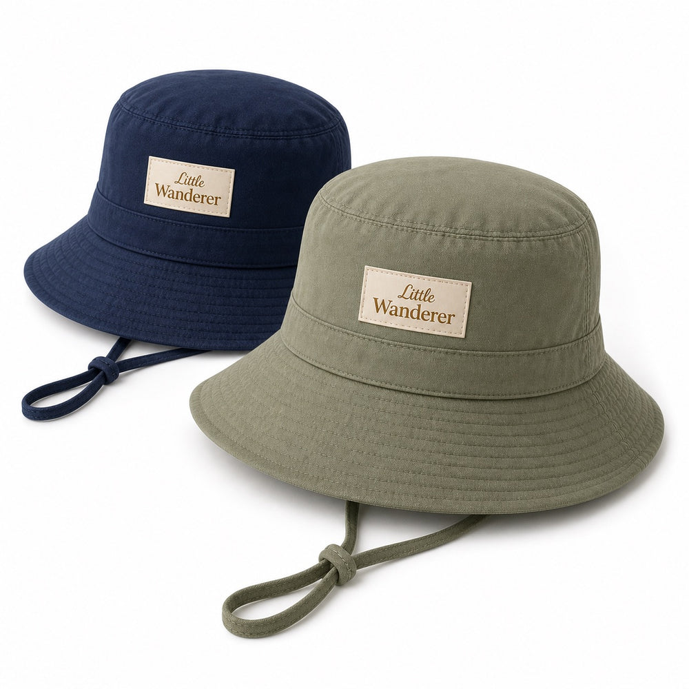 Army green and navy baby sun hat two-pack